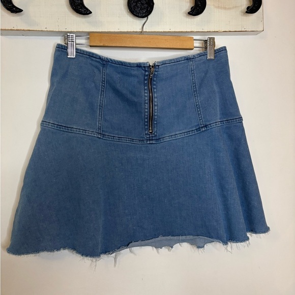 Free People Highlands Cowgirl Denim Mini Flare Skirt - Picture 10 of 12